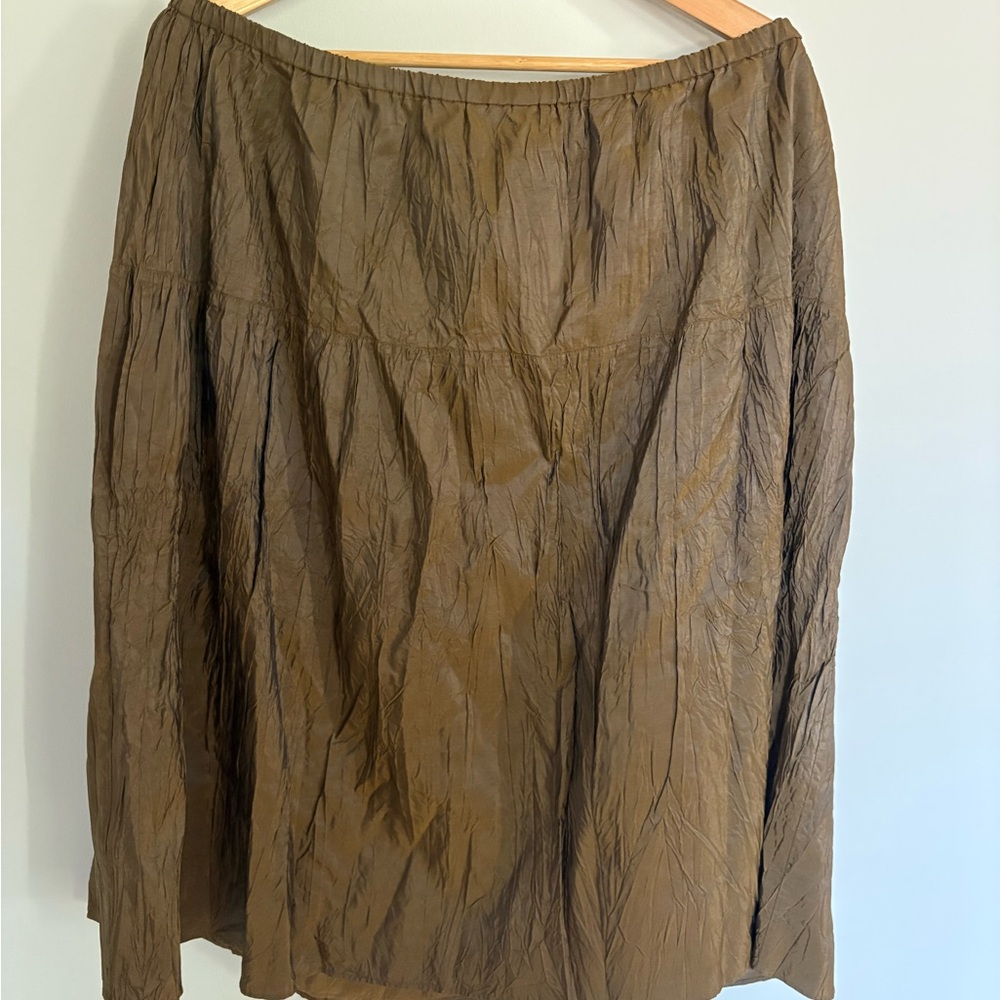 Boden Brown Silk A-line midi skirt